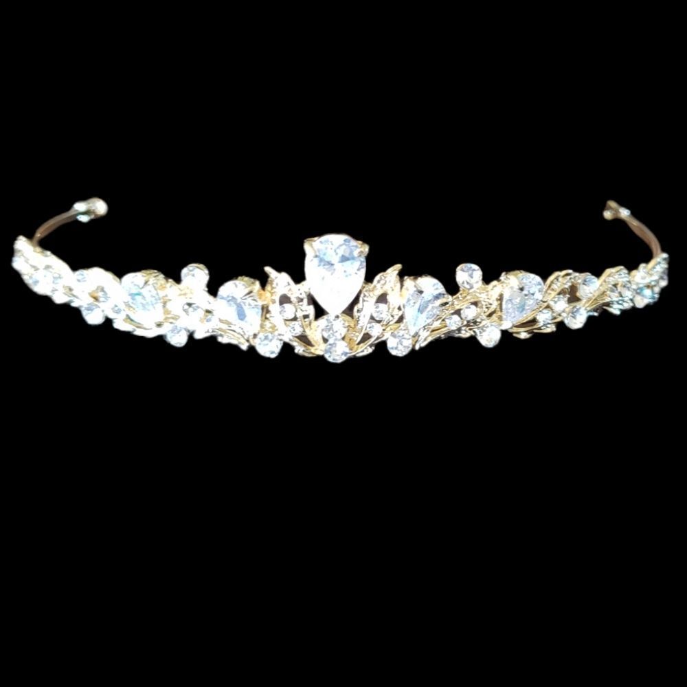 Wedding tiera gold tone and rhinestones.